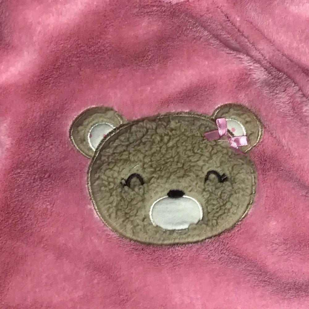 SMALL WONDERS 12M pink faux fur bear bunting suit
